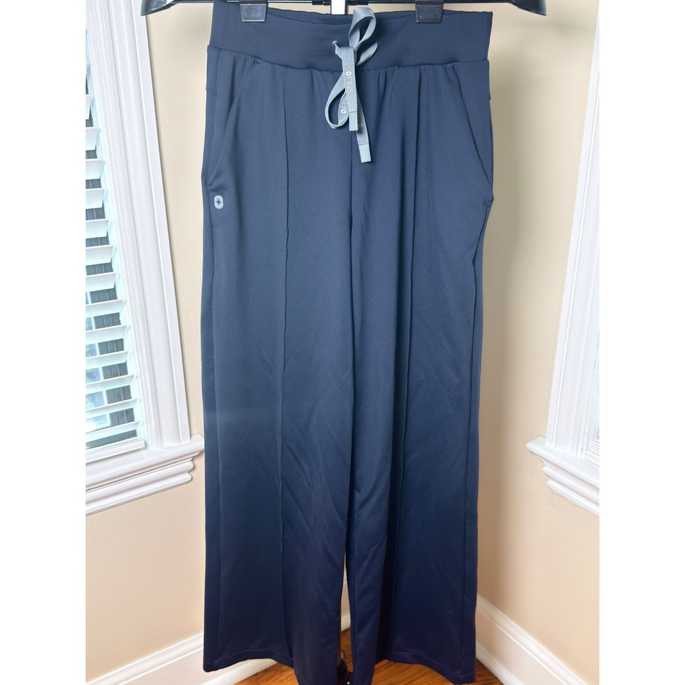 Figs Salina High Waisted Wide Leg Scrub Pants Navy Blue XS 1001691 NWOT